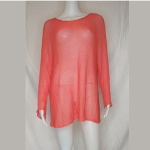 eileen fisher Orange Knit long Sleeve Top Size Xl.